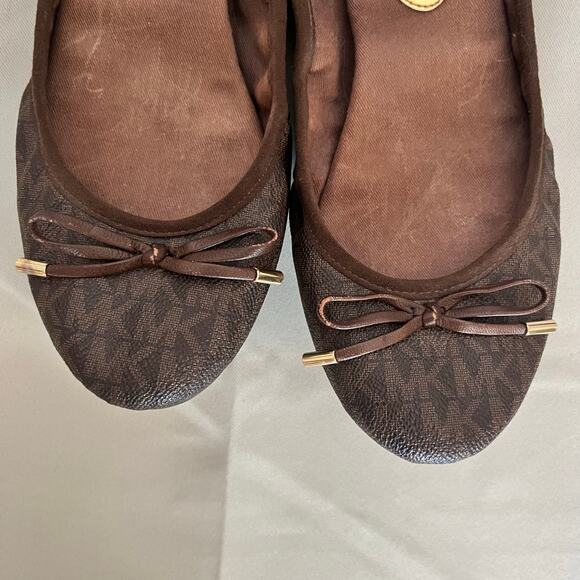 Michael Kors Brown Juliette Logo Ballet Flats Women's Size 10 - Picture 7 of 9